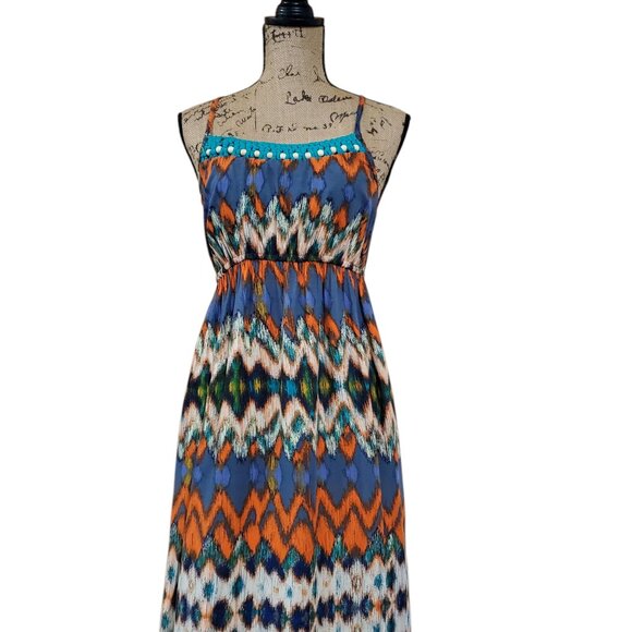 Mossimo Supply Co. Criss-Cross Back Halter Maxi Dress Bold Vibrant Colors Size M - Picture 4 of 16